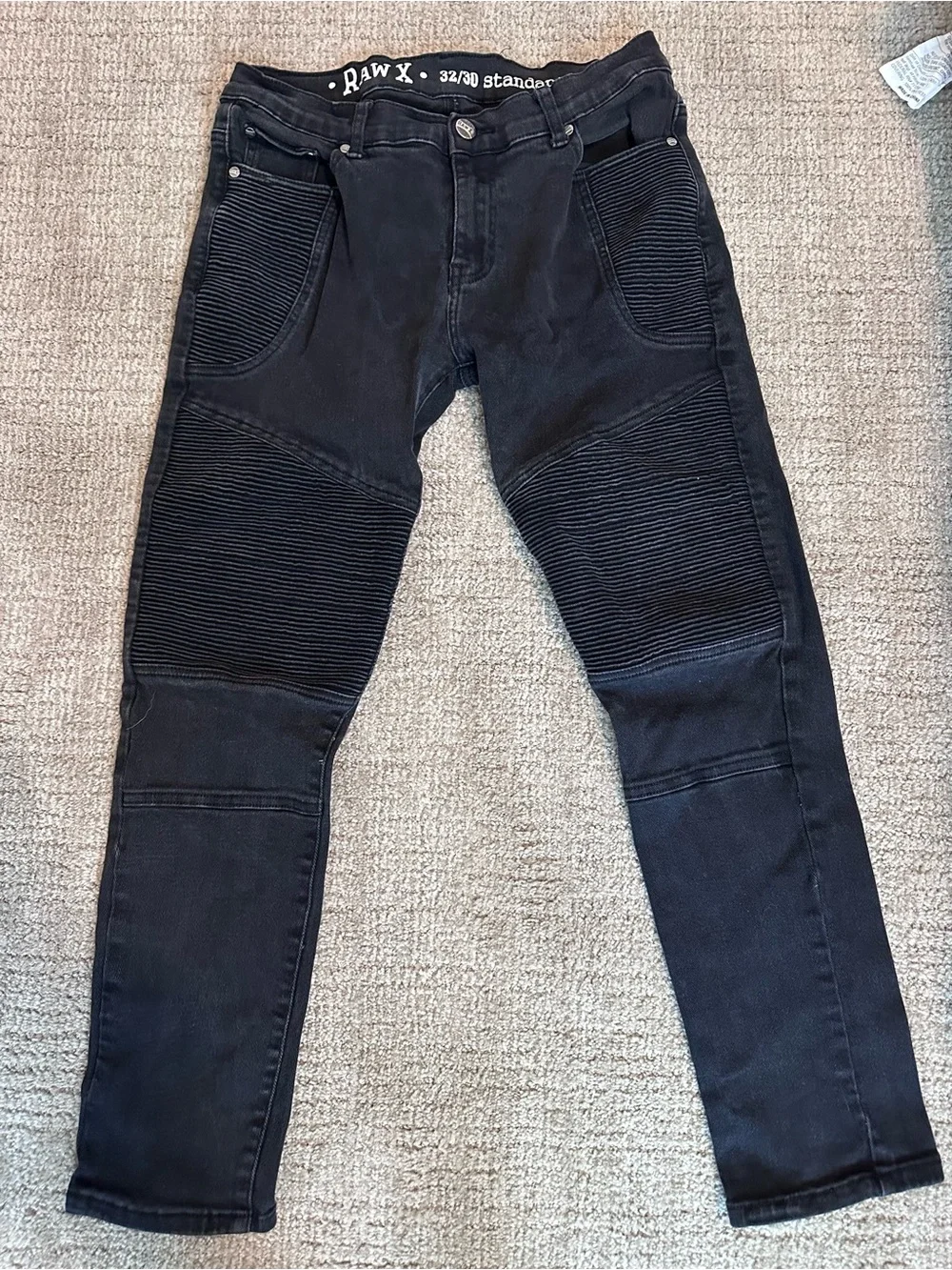 RAW X Black Men's Cargo-Style Moto Pants